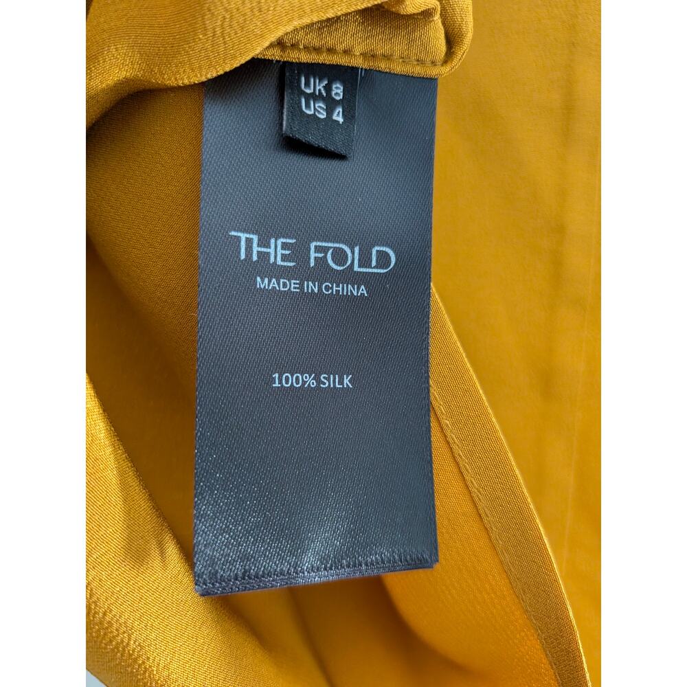 The Fold London Livenza Blouse Silk Mustard Yellow US 4 UK 8 Long Sleeve NWT - Picture 6 of 7